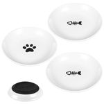 Radsocken 3PCS Ceramic Cat Bowls, Wide Shallow Cat Food Dishes with Non-Slip Silicone Bottom, Anti Whisker Fatigue Kitten Dishes Set for Indoor Cats small dog, Cat Plates for Food and Water