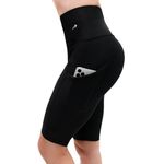 Women's Compression High Waisted Biker Shorts, Tummy Control for Workouts 10"/7" Black