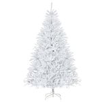 HOMCOM 7FT Artificial Christmas Tree, Holiday Xmas Tree with Foldable Feet and 1823 Branch Tips, Home Indoor Holiday Decoration, White