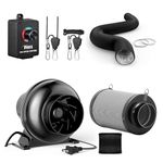 iPower 4 Inch Inline Fan, Air Carbon Filter, 8 Feet Black Ducting, Speed Controller, Rope Hanger for Grow Tent, Greenhouse, Basement, Attic, Black