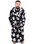 Disney The Nightmare Before Christmas Dressing Gown For Men | Adults Jack Skellington Pocket Black Bathrobe | Tim Burton Movie Pjs Robe