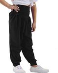 GW CLASSYOUTFIT Girls Kids Child Harem ALI Baba Yoga Baggy Pants Trouser Legging Dance Show Costume Boys Pants Unisex (11-12 Years, Black)