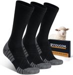 Fiducom Merino Wool Work Socks for Men 3 Pairs Cushioned Boot Socks Moisture-Wicking Breathable Ideal for Long Shifts Heavy Duty Jobs