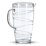 LIVIVO Swirl Design 2L Plastic Pitcher Jug with Lid and Vented Spout - Great for Picnics, BBQ’s, Poolside, Camping, Children’s Parties or Just Everyday Use (Clear)