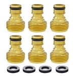 Garden Hose Quick Connector Hose Quick Connect 3/4 inch Male GHT Brass Nipple Easy Connect Fitting Male Only (6 pcs)