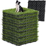 YITAHOME 18-Pack Artificial Grass Tiles with Interlocking System, Indoor Outdoor Turf Mat Squares Grass Rug with Drainage, 12'' x 12'' Synthetic Fake Grass for Dogs, Pets, Patio and Balcony