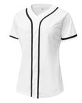 YWIES Womens Button Down Baseball Jersey, Blank Softball Team Uniform, Hip Hop Hipster Short Sleeve Active Shirts, White, Large