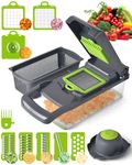 TINDTOP Vegetable Chopper and Slicer Dicer for Kitchen, Onion Chopper Potato Cutter Food Chopper Veggie Chopper Salad Maker Dicing Machine Potato Fruit Chopper with Container (12 in 1)