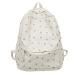 Cotton Canvas Backpacks for Women Backpack Purse Fashion Casual Travel Daypack (A Style- Beige Floral)