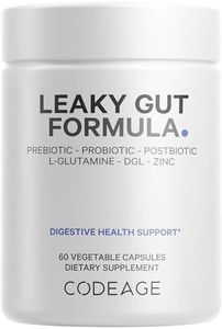 Codeage Leaky Gut, L-Glutamine for Gut Health Support, N-Acetylglucosamine Supplement, Probiotic, Butyric Acid, Polyphenols, Quercetin, DGL, Berberine, BioPerine, Cinnamon, Vegan, Non-GMO, 60 Capsules