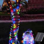 Tacobey Solar Christmas Rope Lights Outdoor - 32.8Ft 100 LED Solar String Lights Tube Lights, 8 Modes Waterproof Solar Powered Fairy Lights for Garden Outdoor Christmas Tree Deco - Multicolor