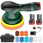 Cordless Car Buffer Polisher with 2PCS 2600mAh Battery,6 Inch Polishing Machine Kit 6 Variable Speed 2500-5000RPM,with Waterproof Toolbox Extra 16PCS Attachments Used for Car Detailing/Waxing/Sanding