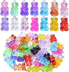 40pcs Colorful Gummy Resin Bear Charms Pendants Candy Gummy Bear Charms Jewelry Making Finding Accessory for DIY Necklace Earrings Bracelet