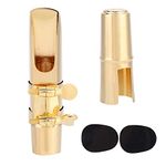 Alto Saxophone Mouthpiece – Gold-Plated Metal Jazz & Classical Sax Mouthpiece with Premium Pads, Compatible with Yamaha, Selmer, Jupiter, and Other Alto Saxophone