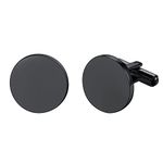 U7 Plain Coin Black Cufflinks For Men Interview Mens Cuff Links London