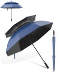 ISABRELLA 63 Inch Big Size Umbrella For Rain & Sun Protection, Double Layer Vented Golf UV umbrella For Men & Women, Extra Large Automatic For 4-5 People, Windproof Waterproof & Strong(Blue