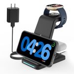 Wireless Charger for Fitbit Watch: JoyGeek 3 in 1 Charging Station for Versa 4/Versa 3/Sense 2/Sense, Phone Charge Dock for iPhone & Google Pixel, for Galaxy, Airpods 3/2