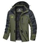 TACVASEN Ski Jacket Mens Black Winter Jacket Cotton Fleece Warm Jacket Skiing Waterproof Mountain Snow Parka Army Green