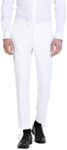 HBDesign Mens Formal Slim Fit Flat Front Straight Iron Free Trousers White 40W32L