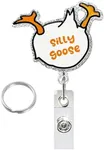 Silly Goose Funny Badge Reel with Swivel Alligator Clip, Retractable Cute Glitter ID Badge Holder for Nursing Nurses Doctor Student Teacher Medical Staff (Goose)