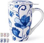 GBHOME Tea Mug with Infuser and Lid, 18 Ounce Large Ceramic Loose Leaf Tea Cup, Microwave, Dishwasher Safe Tea Steeping Mug, Pefect Gift For Tea Lover.