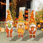 3 Pack Outdoor Fall Decorations Plastic Gnomes Fall Yard Signs Fall Decorations Outside 39.5" Thanksgiving Decorations Outdoor Pumpkin Sunflower Corn Harvest Decor for Porch Garden Yard Lawn Pathway