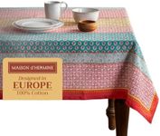 Maison d' Hermine Tablecloth 60"x90" - Provence Pattern - Rectangle Decorative Cotton Tablecloth for Dining Room, Home, Farmhouse, Parties, Outdoor, Boho & Wedding - Ideal for Spring & Summer