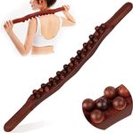 Gyanadh Wooden Massager Gua Sha Stick Therapy Manual Wood Massage Roller Body Relieve Muscle Soreness Professional Stomach Cellulite Scraping Massager (31 Beads Dark Gua Sha)