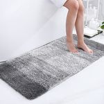 smiry Microfiber Bath Mat, 60 x 120 cm, Non-Slip Super Absorbent Bathroom Mat, Machine Washable Fluffy Shaggy Bath Mats Rugs for Bathroom, Extra Soft Long Thick Bathroom Floor Foot Mat, Grey