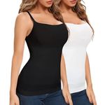 Joyshaper Women Tummy Control Vest Tops Slimming Camisoles Compression Cami Tops Shapewear Body Shaper with Adjustable Straps Black+White,XL