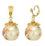 1928 Jewelry Women's Gold Tone Pink Floral Faux Pearl Decal Drop Clip On Earrings