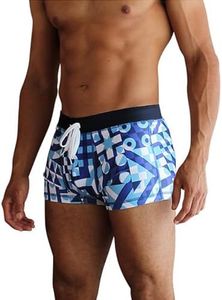 COOFANDY Mens Printed Swim Briefs Fashion Square Leg Swimsuit Stylish Swimwear (Pattern1 S)