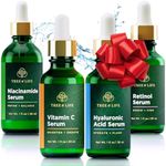 Tree of Life Beauty Facial Skin Care Set, Brightening, Firming, Hydrating, Dry Face, Dermatologist Tested - Niacinamide + Vitamin C + Retinol + Hyaluronic Acid Serum - 4 count of 1 Fl Oz