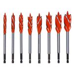 8Pcs 10-25mm Hex Shank Drill Bit Sets,1/4" 6.35mm Wood Drill Bits,Wood Auger Bits,Carbon Steel Auger Wood Drill Bit Kits,DIY Woodworking Tools