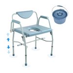 VEVOR Commode Chair, Bedside Commode with Drop-Down Arms and Detachable Backrest, 5-Level Adjustable Height, 7L Removable Bucket, Easy to Assemble, 1000LBS Capacity, Portable Toilet for Adults Seniors