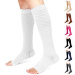 Ailaka Knee High Compression Socks for Men Women, 20-30 mmHg Firm Graduated Support Stocking Open Toe Varicose Veins Socks for Travel, Flight, Pregnancy, Recovery