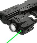 QR-Laser Green Laser Sight Gun Light Combo 500 Lumens Tactical Flashlight Rechargeable with Strobe Function for Pistol Handgun Glock Rifles Dot with Picatinny Rail Mount