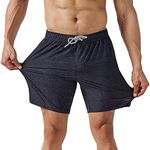 MaaMgic Men's Swimming Trunks Quick Dry Fit Performance Surfing Short Pockets, Black, Small ( Waist:30 inches-32 inches )