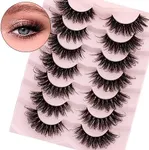 DYSILK Mink Eyelashes Fluffy Lashes - Eye Lashes 7 Pairs 8D Dramatic Lashes Faux Mink Eyelashes Naturales Long Wispy Fluffy Natural Look False Eyelashes Long Lashes Pack Mink Lashes Soft Reusable