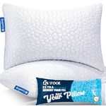 Shredded Memory Foam Pillows for Sleeping Cooling Bamboo Pillow with Adjustable Loft Hypoallergenic Bed Pillows for Side and Back Sleepers Washable Removable Derived Rayon Cover King Size (2-Pack)