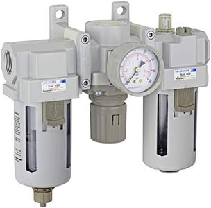 PneumaticPlus SAU400-N06G Compressed Air Filter Regulator Lubricator Combo 3/4" NPT - Poly Bowl, Manual Drain, Bracket, Gauge