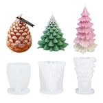 3 Pcs Christmas Tree Candle Moulds, 3D Pine Cone Candle Mold, DIY Handmade Silicone Mold Resin Mold Candle Making Mould, for Aromatherapy Candle, Soap, DIY Christmas Party Home Decor