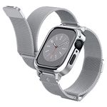 Spigen Metal Fit Pro Case Compatible with Apple Watch Case with Strap for Series 8/7 41mm and 40mm Series 6/SE/5/4 - Silver