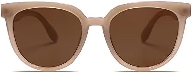 SOJOS Trendy Cat Eye Round Polarized Sunglasses for Women Fashion Style UV Protection Lens Sunnies Sunglasses SJ2175 with Brown Frame/Brown Lens