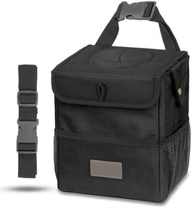 Creathing Car Trash Can with Lid, Detachable Lining | Console, Floor, Seat Hanging Car Garbage Bin and Storage Bag, Truck and Car Accessories (2 Gal, Black)