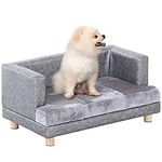 PawHut Pet Sofa Dog Bed Couch Wooden Frame Plush Cover Foam Cushion Puppy Kitten Lounge For Small Dog Cat 68 x 41 x 32 cm