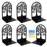 TOTSUN 3 Pairs Bookends for Shelves Metal Bookends Tree Design Macaroon Heavy Duty Metal Book Ends with Coloured Sticky Notes for Workspace Home Office or School