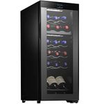 NutriChef Wine Fridge, 18 Bottle Wine Cooler Refrigerator, Mini Wine Fridge Freestanding Countertop Compact, Red and White Wine Chiller, Dual Zone Digital Temp Control, Airtight Glass Door, Black