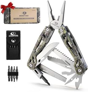 MOSSY OAK Multitool, 22-in-1 Stainless Steel Pliers with Screwdriver Sleeve, Camo Steel Handle, Self-locking Knife with Sheath-Perfect for Outdoor, Survival, Camping, Hiking, Simple Repair