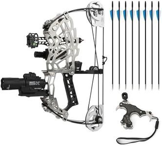 Compound Bow Set Adjustable 15-32 Lbs - Short Shaft for Adult Beginners Hunters, Indoor Target & Outdoor Hunting Archery (Style 2)
